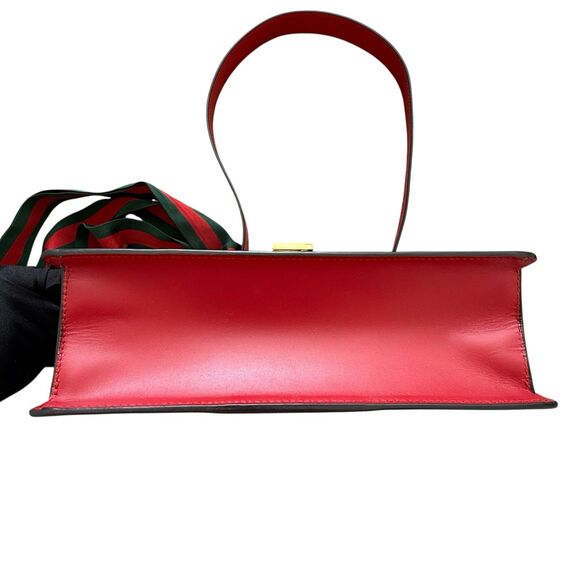 AUTHENTIC Gucci Red Leather Sylvie Sholuder Bag with gold Tone chain And Web - Picture 2 of 7